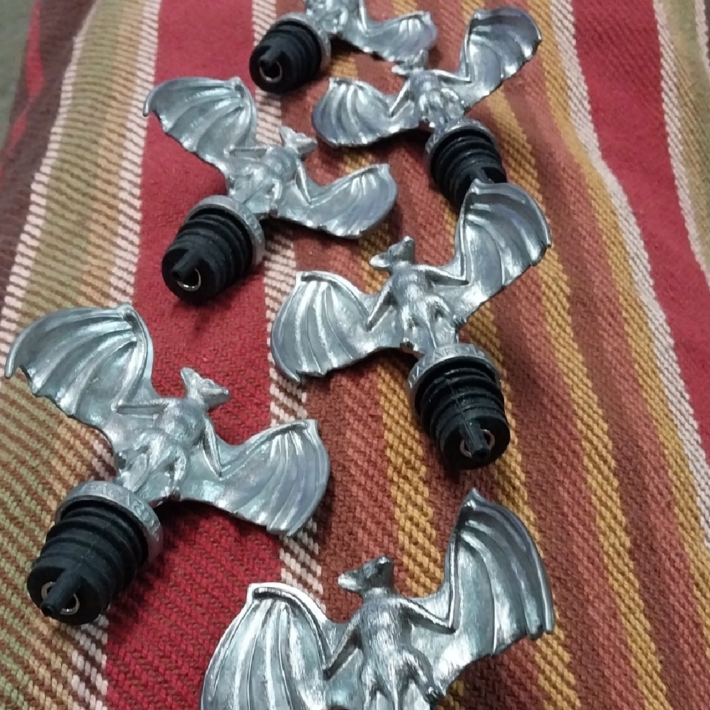 Silver Bat Bottle Stopper - Set of Metal Bat Stoppers